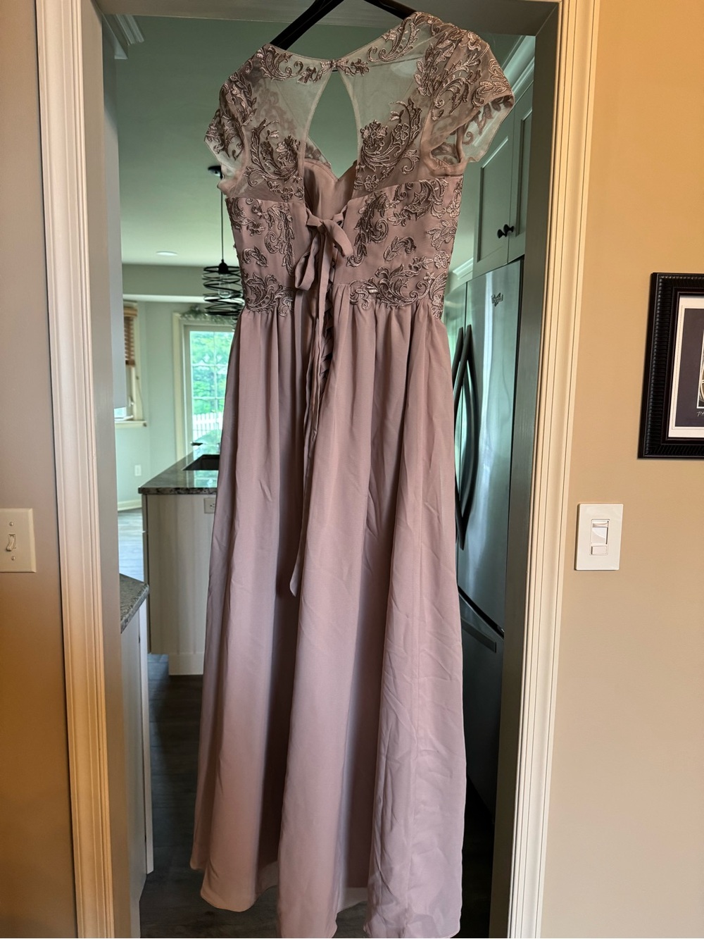 Embellished Dusty Lavender Chiffon Midi Dress- Never Worn - Picture 3 of 5